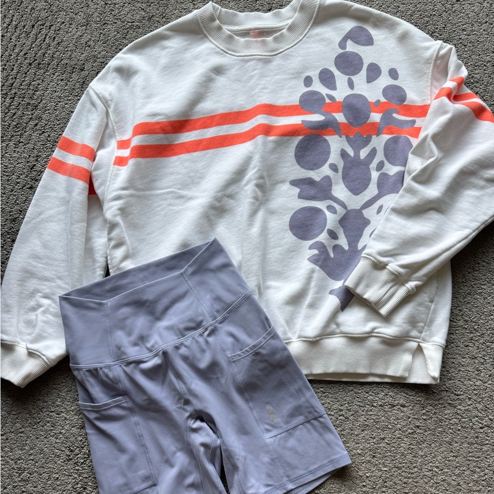 FP Movement by Free People White and Orange Sweatshirt